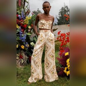 AGUA BY AGUA BENDITA Moringa Clementina linen bustier top And Pants Size S
